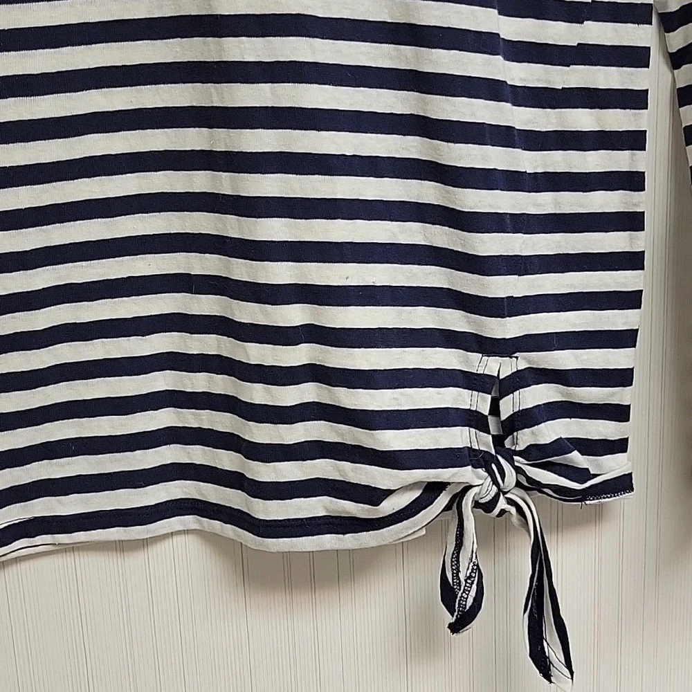 J Crew Mercantile Navy & White Striped Long Sleeve Top Small New casual preppy